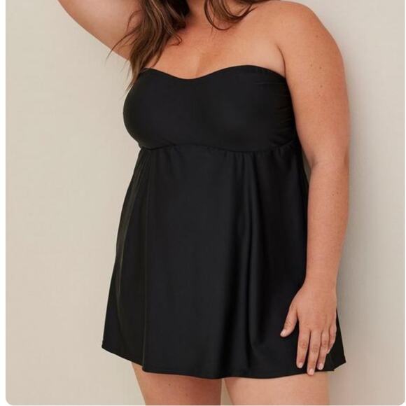 Torrid Black Wireless Mid Strapless Swim Dress With Brief 2X NWT 15066990 - Picture 16 of 16